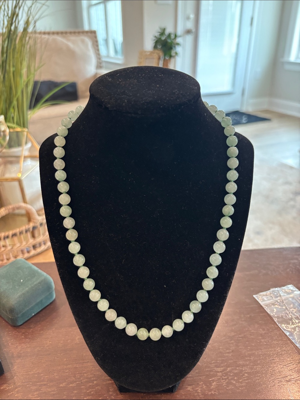 8mm Jade pearls with 14k gold clasp and matching studs